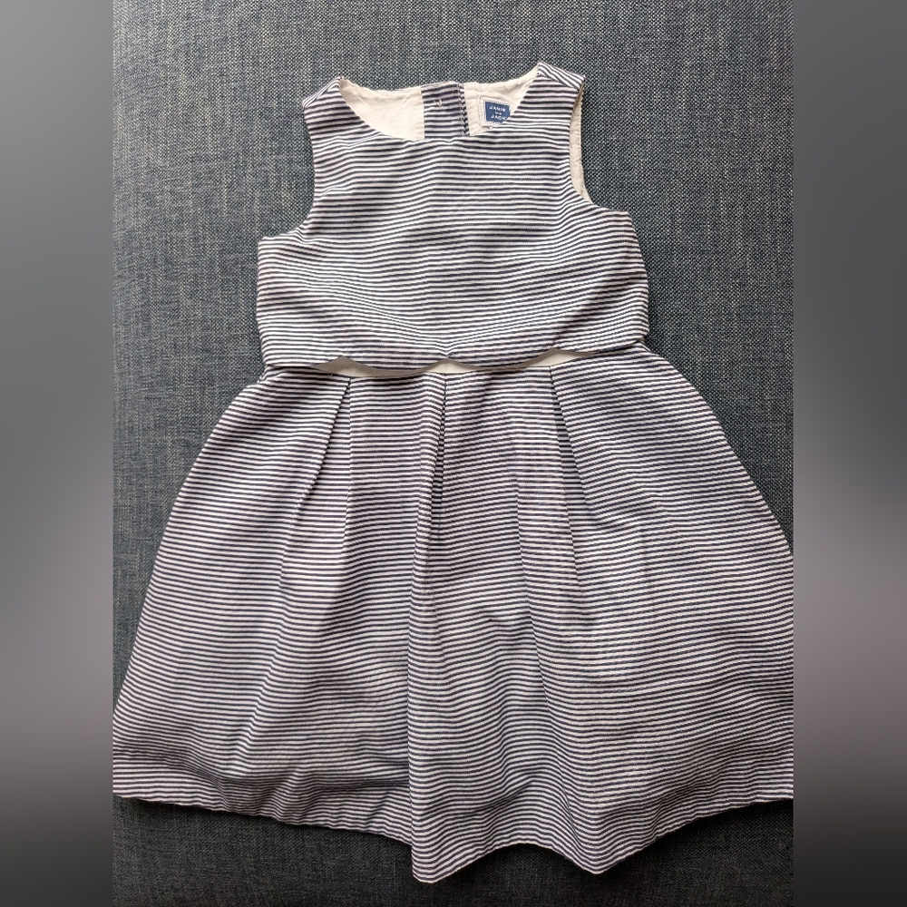Janie and Jack Striped Navy and White Mini Dress